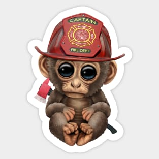 Cute Baby Monkey Firefighter Sticker